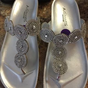 Silver rhinestone sandals